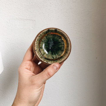 Stoneware Speckled Turquoise + Gold Trinket Dish