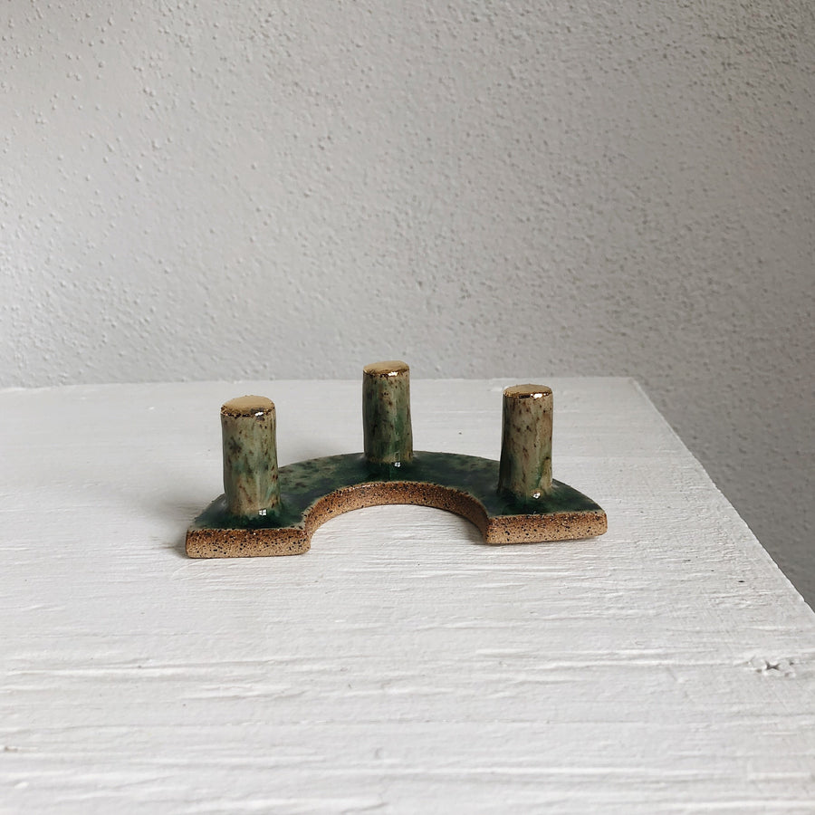 Three-Post Ring Holder - Turquoise + Gold